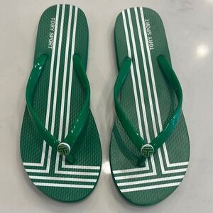Tory Burch Sport Flip Flops Emerald Green Sandals 8